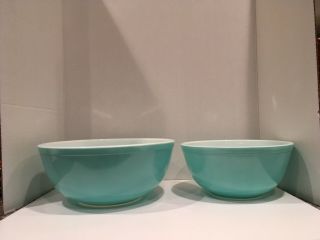 Set of 4 Vintage Pyrex Turquoise Mixing Bowls 401 402 403 404 6