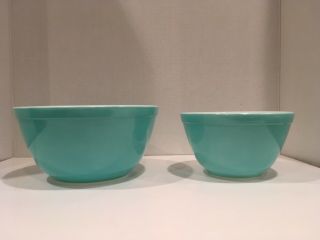 Set of 4 Vintage Pyrex Turquoise Mixing Bowls 401 402 403 404 7