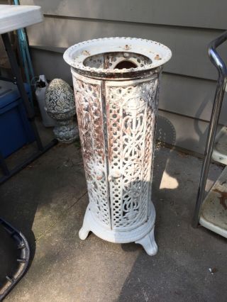 Antique French Cast Iron White Nestor Martin Stove,  Stand For Garden Or Table