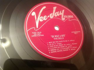The Dells Oh,  What A Nite Vee Jay LP 1010 Rare Doo Wop R&B VG,  1st 4