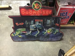 Vintage Anheuser - Busch Budweiser Frogs Metal Sign 1999 24 " X 32 "
