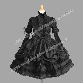Victorian Gothic Lolita Cosplay Vintage Victorian Black Dress Rock Punk Costume