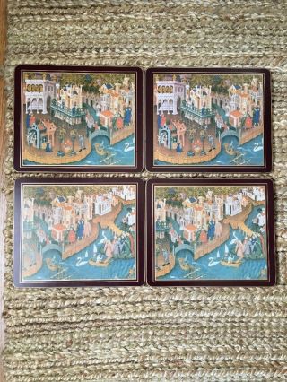 Vintage Lady Clare Placemats,  Medieval Italian Scene,  Set Of 4,  2 Styles,  Good