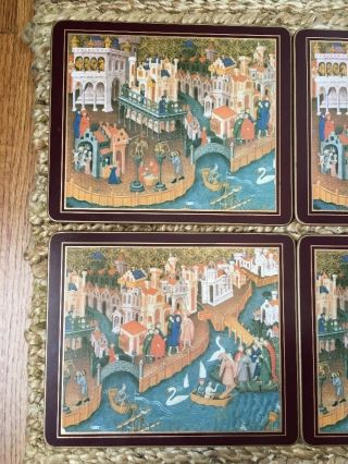 Vintage LADY CLARE Placemats,  Medieval Italian Scene,  Set of 4,  2 styles,  Good 2