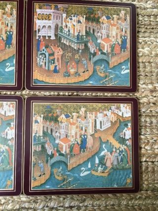 Vintage LADY CLARE Placemats,  Medieval Italian Scene,  Set of 4,  2 styles,  Good 3