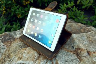 Vintage distressed leather organizer iPad stand cover for iPad Pro 11 10.  5 12.  9 2