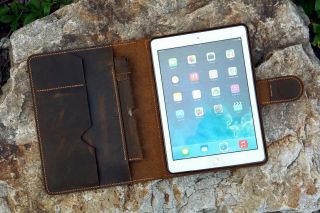 Vintage distressed leather organizer iPad stand cover for iPad Pro 11 10.  5 12.  9 3