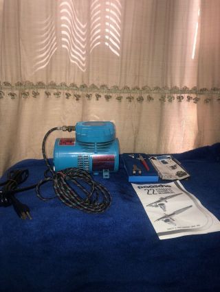 Vintage Paasche Airbrush Type V & Hose Tubing With D500 Compressor.