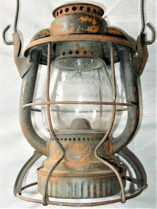 Antique Vintage Old Railroad Nycs Dietz Vesta Lantern N.  Y.  C.  S.  Glass Rr Globe Ny