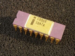 Vintage Intel C8008 with Plastic Holder Gold Purple Ceramic NOS 4