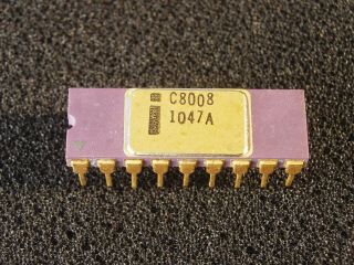 Vintage Intel C8008 with Plastic Holder Gold Purple Ceramic NOS 5