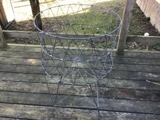 Vintage Allied Round Wire Collapsible Folding Laundry Basket Hamper