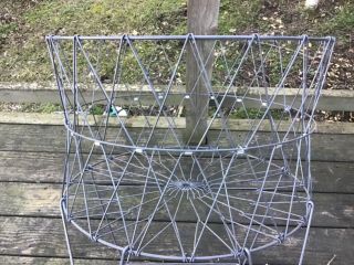 Vintage ALLIED Round Wire Collapsible Folding Laundry Basket Hamper 5
