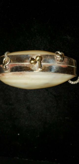 Antique Victorian Vintage Shell Purse Pendant Necklace 3