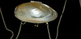 Antique Victorian Vintage Shell Purse Pendant Necklace 4