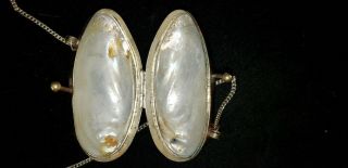 Antique Victorian Vintage Shell Purse Pendant Necklace 5