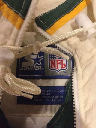 Large Vintage Green Bay Packers Starter Jacket White Rare 4