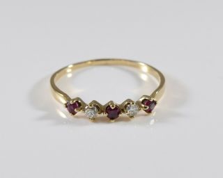 Vintage 10k Yellow Gold Diamond And Garnet Ring Size 9