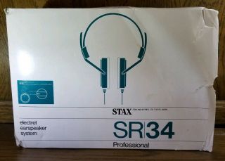 Vintage Stax Sr - 34 Electret Earspeaker Headphones W/box