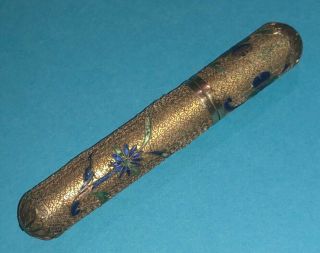 Rare Chinese Qing Dynasty Gold Gilt Silver Filigree Enamel Etui Case Box