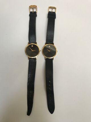 Two Vintage Movado Museum 87 - 33 - 882 Thin Dress Quartz Watch