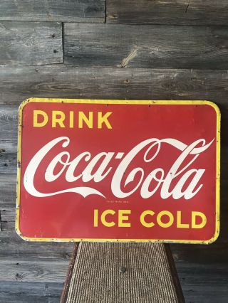Vintage Coca - Cola Advertising Sign Tin Coke Sign