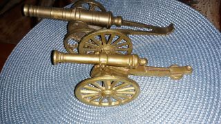 Set Of Two Vintage Miniature Brass Cast Canon 