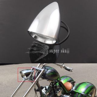4.  7 " Chrome Tri - Bar Visor Bullet Headlight Lamp For Harley Bobber Vintage 10mm