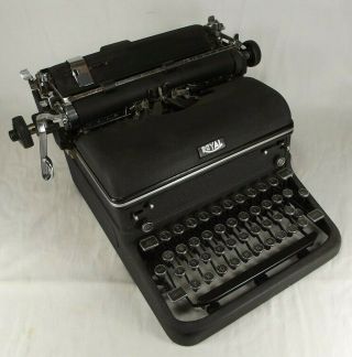 Antique Typewriter Royal Touch Control Glass Keys Vintage Black Stainless 1946