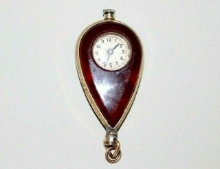 RARE ANTIQUE 9CT GOLD POCKET WATCH WITH RED CARNELIAN AGATE GEMSTONE CASING. 2