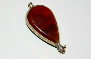 RARE ANTIQUE 9CT GOLD POCKET WATCH WITH RED CARNELIAN AGATE GEMSTONE CASING. 5
