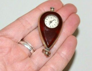 RARE ANTIQUE 9CT GOLD POCKET WATCH WITH RED CARNELIAN AGATE GEMSTONE CASING. 6
