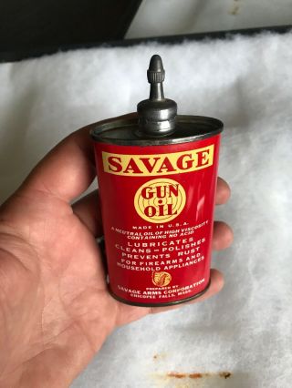 Vintage Handy Oiler Gun Oil Can Tin Lead Top Savage Household Oil