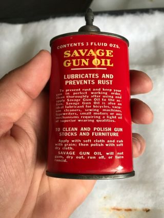 Vintage Handy Oiler Gun Oil Can Tin Lead Top Savage Household Oil 3