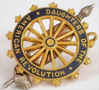 Vtg Designer Signed Je Caldwell Gold Filled Brooch Daughters American Revolution
