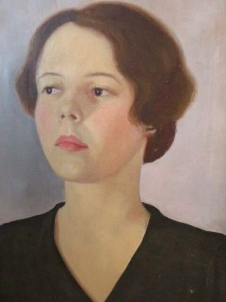 GORGEOUS Vintage PORTRAIT OIL PAINTING Woman on Canvas Mid Century WELL PAINTED 2