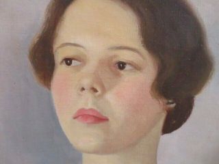 GORGEOUS Vintage PORTRAIT OIL PAINTING Woman on Canvas Mid Century WELL PAINTED 3