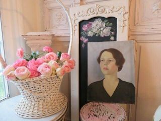 GORGEOUS Vintage PORTRAIT OIL PAINTING Woman on Canvas Mid Century WELL PAINTED 8