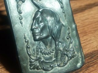 Antique Sterling Silver Native American Indian Pocket Watch Fob W/ Compartment