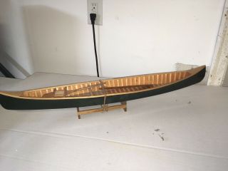 Vintage Peterborough Green 26.  75” Wooden Handmade Row Boat Display Scale Model