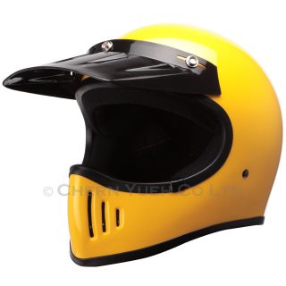 Vintage Full Face Motorcycle Helmet Yellow Dot Size Opt With Visor