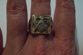 Solid 10k Yellow White Gold Masonic Ring Master Mason Mens size 10 Vintage 10 gr 2