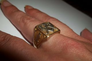 Solid 10k Yellow White Gold Masonic Ring Master Mason Mens size 10 Vintage 10 gr 4