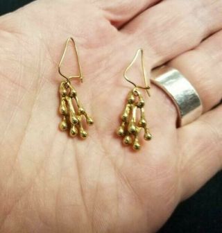 Rare Early Vintage James Avery 14k Yg Earrings Pierced Drops Signed Avery