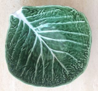 Secia Portugal Vintage Majolica Cabbage Leaf Green Salad Bowl 9 1/2 " Diameter