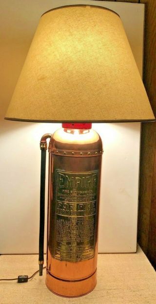 Antique Vintage Fire Extinguisher Copper And Brass Lamp