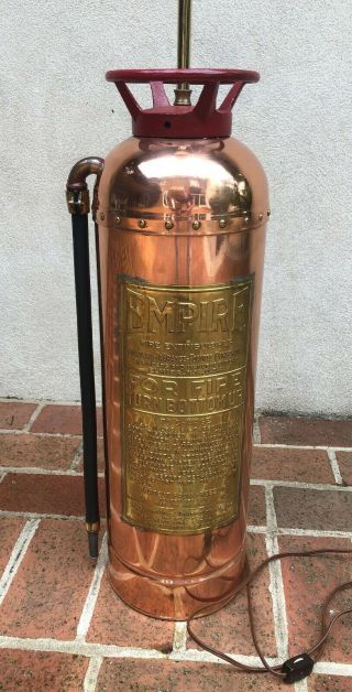 antique vintage Fire Extinguisher copper and brass lamp 5