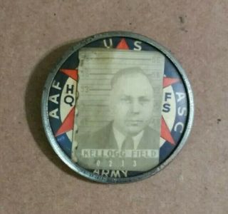 Kellogg Field,  Battle Creek,  Mi. ,  A.  A.  F.  Civilian Employee Photo Id Badge,  1941 - 45