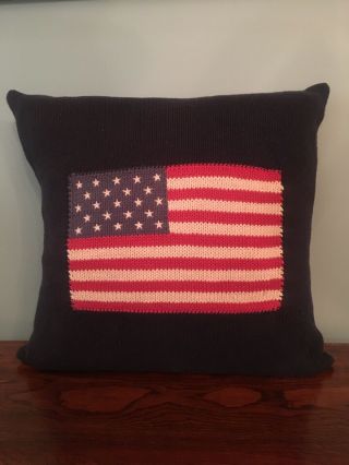 Ralph Lauren Vintage American Flag Feather And Down Pillow 20”x20”