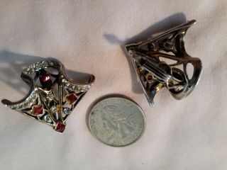 R.  DeRosa Sterling Rhinestone Clip Pin With Matching Earrings 3